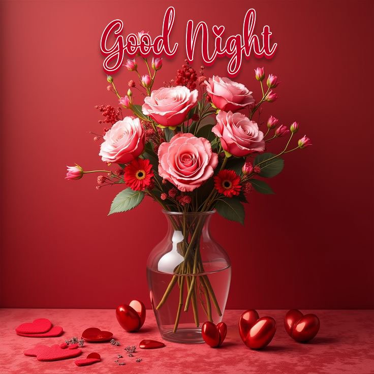 good night love flowers photos
